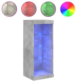 betonszürke tálalószekrény LED-világítással 41 x 37 x 100 cm