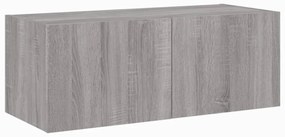szürke sonoma színű fali TV-szekrény LED-del 80x35x31 cm