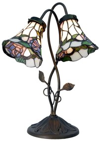 Tiffany asztali lámpa 2 burás virágos