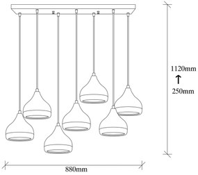 Csillár zsinóron YILDO 7xE27/40W/230V