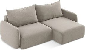 Szürkésbarna bársony kinyitható-tárolóhelyes sarokkanapé (jobb oldali-heverő résszel) Kalena – Makamii