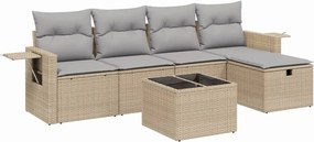 vidaXL 6 részes vegyes bézs polyrattan kerti ülőgarnitúra párnákkal