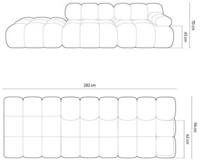 Zöld buklé moduláris kanapé 288 cm Bellis – Micadoni