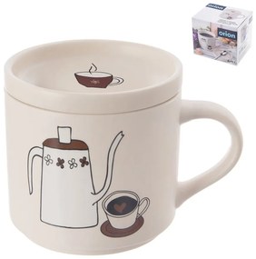 Fehér porcelán fedeles bögre 450 ml – Orion