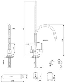 Invena Magic, szabadon álló mosogatócsap flexibilis karral és ivóvízszűrővel, fekete, INV-BZ-08-F04-V