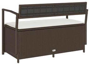 barna polyrattan kerti tárolópad párnával