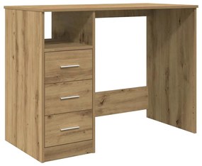 kézműves tölgy színű szerelt fa íróasztal 102x76x50 cm