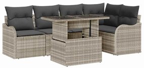 vidaXL Kerti Kanapé Szett párnával 6 pcs Világosszürke Poly Rattan