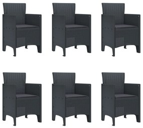 7 Darabos Kerti Étkezőszett Párnákkal Antracit Műanyag Rattan