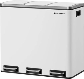 Konyhai szemeteskosĂĄr 3 rekeszes fehĂ©r lassan ereszkedĆ vödör fedĂ©l 3x 18L