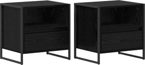 vidaXL Éjjeli asztal 2 pcs Fekete tölgy 50 x 39,5 x 50 cm Faanyag