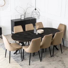 Bővíthető Étkezőasztal Fekete Színben. LUGO 90-190 cm