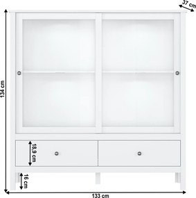 Alacsony vitrin 2W2S, fehér, OLJE