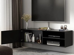 Fali TV állvány MEORATI 150x40 cm, fekete / artisan tölgy