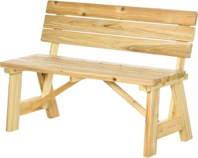 Outsunny 2 személyes kerti pad, időjárásálló pad, UV-álló kerti bútor háttámlával, 220 kg teherbírású pad, erkélypad, fa pad erkélyhez, teraszhoz, ker