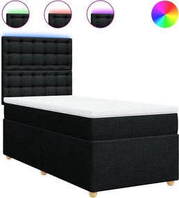 vidaXL fekete szövet rugós ágy matraccal 90x200 cm