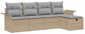 vidaXL Kerti Kanapé Szett párnával tárolóval 5 pcs Bézs Poli rattan