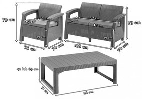 Corfu Large II Lyon 6+1 kerti bútor garnitúra szett