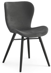 MAZZONI EXPORT ALTEA Velúr Sötétszürke/fekete lábak - MODERN SZÉK VELVET NAPPALIBA/ÉTKEZŐBE/ KONYHÁBA/IRODÁBA