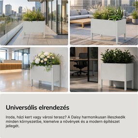 Kis, szürke fém virágcserép-burkolat: DAISY 400 x 350 x 250 mm