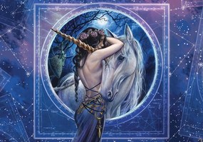 Flizelin fotótapéta 416x290 Csillagtündér unikornissal éjszaka +ragasztó