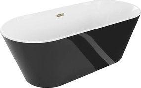 Luxury Flavia szabadon álló fürdökád akril  170 x 75 cm, fehér/fekete,  leeresztö arany - 54031708075-G Térben álló kád