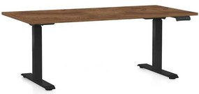 OfficeTech D állítható magasságú asztal, 160 x 80 cm, fekete alap, silverjack tölgy