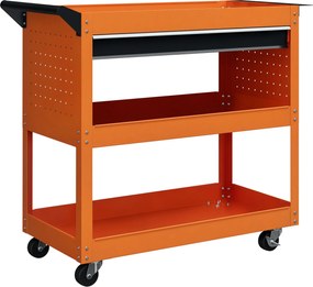 DURHAND Szerszámkocsi Fogantyúval és Oldalsó Beépítő Lappal, Fiókkal és 3 Polccal, Műhelyi Szerszámkocsi 4 Kerekével (2 Fékezhető) Acéllemezből, Garáz