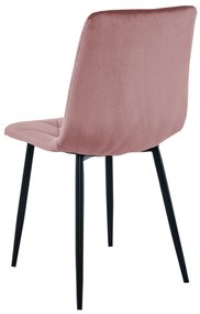 Rózsaszín bársony étkezőszék LIBRA fekete lábakkal