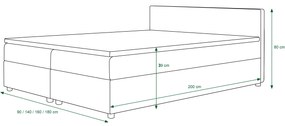 Franciaágy  Boxspring 160 cm Linda (minta + szürkésbarna) (matraccal és tárolóhellyel). 1046630