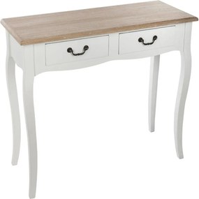 Vintage stílusú konzolasztal, 2 fiókkal, fehér - VENISE