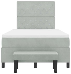 Box Spring Ágy Matraccal és Padjal Világosszürke 120x190 cm Bársony