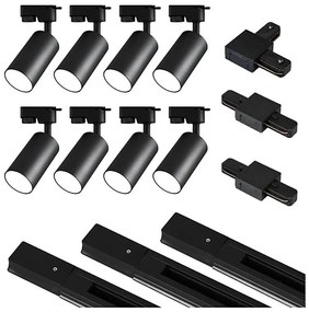 MAXLED Spotlámpa sínrendszerrel 8xGU10/25W/230V fekete MX0228