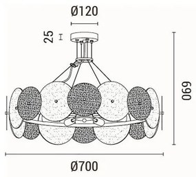 Csillár zsinóron 8xE14/40W/230V