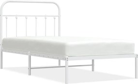 vidaXL fehér fém ágykeret fejtámlával 100x190 cm
