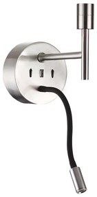 Ideal Lux - LED Flexib. lámpa tartóval SET UP 1xE27/42W+LED/3W/230V USB króm