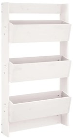 fehér 3 szintes tömör fenyőfa fali virágtartó 60x18,5x110 cm