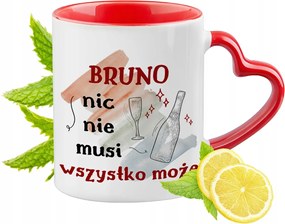 Bruno Piros Bögre Szív Alakú Füllel Ajándék Nyomtatott