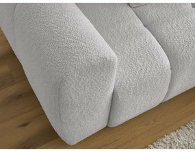 Világosszürke buklé kinyitható-tárolóhelyes sarokkanapé (jobb oldali-heverő résszel) Roxelane – Bobochic Paris