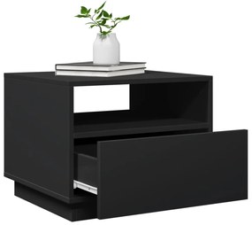 fekete dohányzóasztal LED-lámpákkal 50x49x40 cm