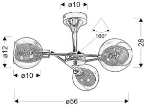 Csillár rúdon OZZO 3xE14/40W/230V