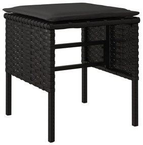 6 részes fekete polyrattan kerti étkezőgarnitúra párnákkal