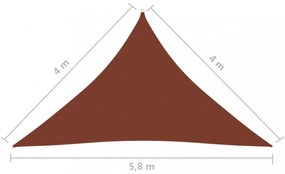 terrakotta háromszög alakú oxford-szövet napvitorla 4x4x5,8 m