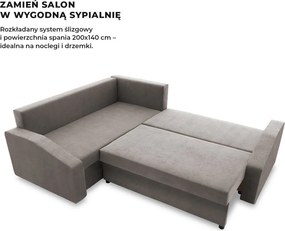 Grande Plus sarokkanapé, baloldali, szövet anyag, szürke