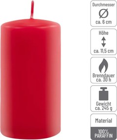 Gyertya készlet  11,5 cm Ø 6 cm 12 db piros