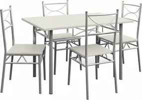 PAUL étkezőgarnitúra, 5 részes, bársony fehér Jurhan