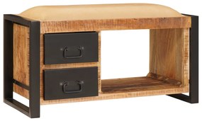 Tároló pad vászonnal 80x35x40 cm Tömör durva mangófából