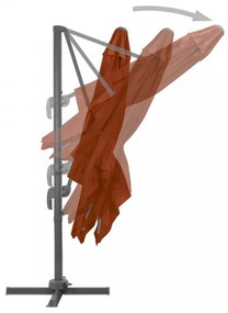 terrakotta színű konzolos napernyő alumínium rúddal 300x300 cm