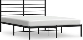 vidaXL fekete fém ágykeret fejtámlával 150 x 200 cm