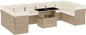 vidaXL 11 részes bézs polyrattan kerti ülőgarnitúra párnákkal